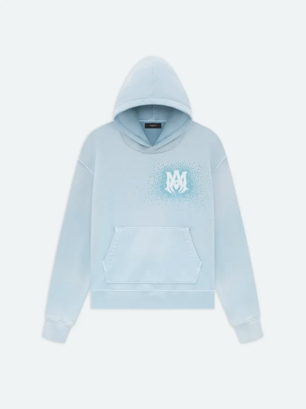AMIRI Sweatshirts>CRYSTAL BURST HOODIE- Ashley Blue