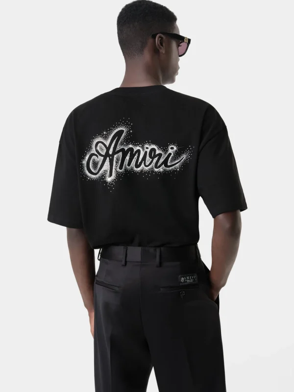 AMIRI Tees>CRYSTAL BURST MA SWIRL OVERSIZED TEE BLACK