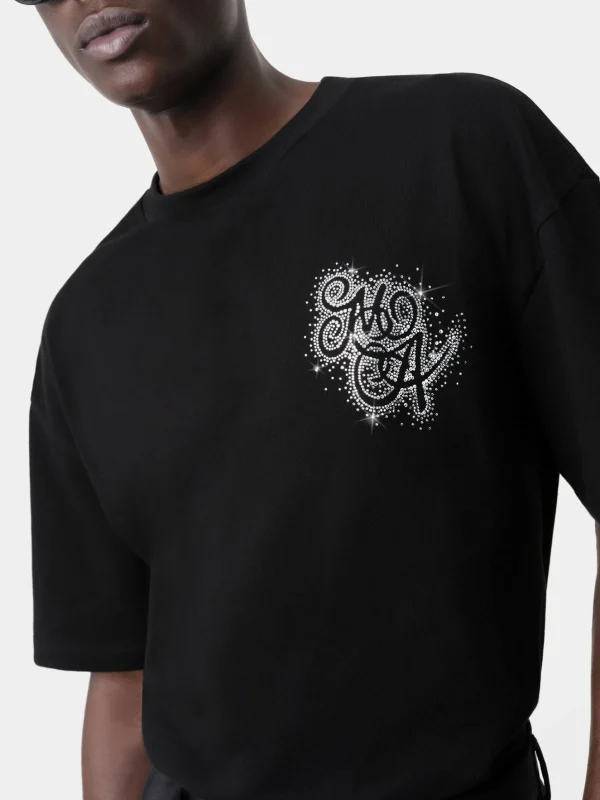 AMIRI Tees>CRYSTAL BURST MA SWIRL OVERSIZED TEE BLACK