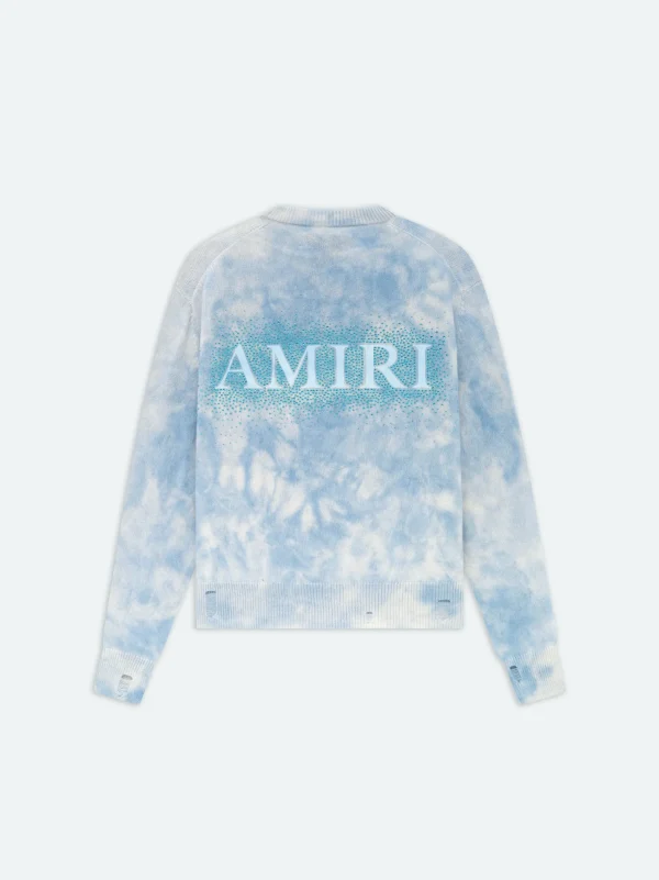 AMIRI Sweatshirts>CRYSTAL CREWNECK- Ashley Blue
