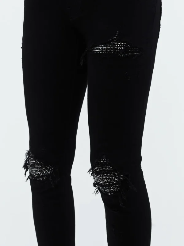AMIRI Denim>CRYSTAL MX1 JEAN BLACK OD