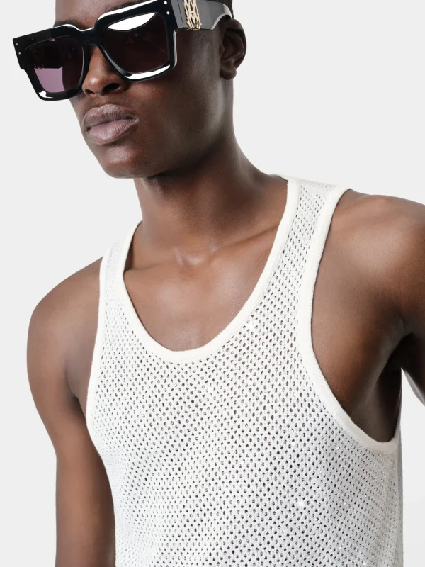 AMIRI Knitwear | Tees>CRYSTAL TANK TOP White