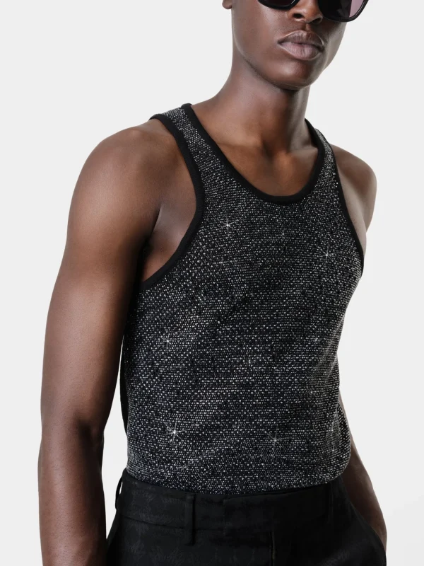 AMIRI Knitwear | Tees>CRYSTAL TANK TOP BLACK