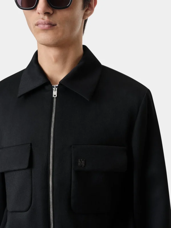 AMIRI Outerwear>DOUBLE POCKET ZIP BLOUSON- BLACK