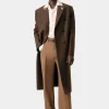 AMIRI Outerwear>DOUBLE-BREASTED OVERCOAT DARK BROWN