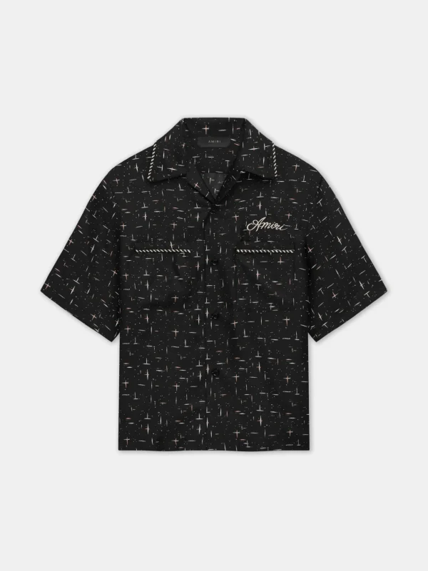 AMIRI Shirts>FLECK BOWLING SHIRT BLACK
