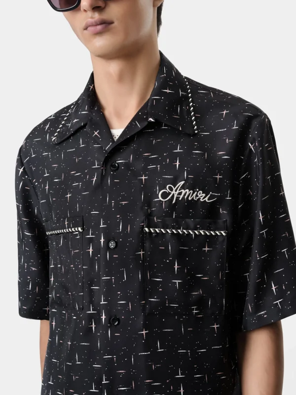 AMIRI Shirts>FLECK BOWLING SHIRT BLACK