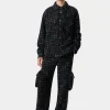 AMIRI Shirts>FLECK TWEED PADDED OVERSHIRT BLACK