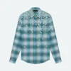 AMIRI Shirts>FLORAL FLANNEL Blue