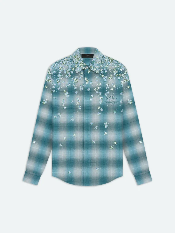 AMIRI Shirts>FLORAL FLANNEL Blue