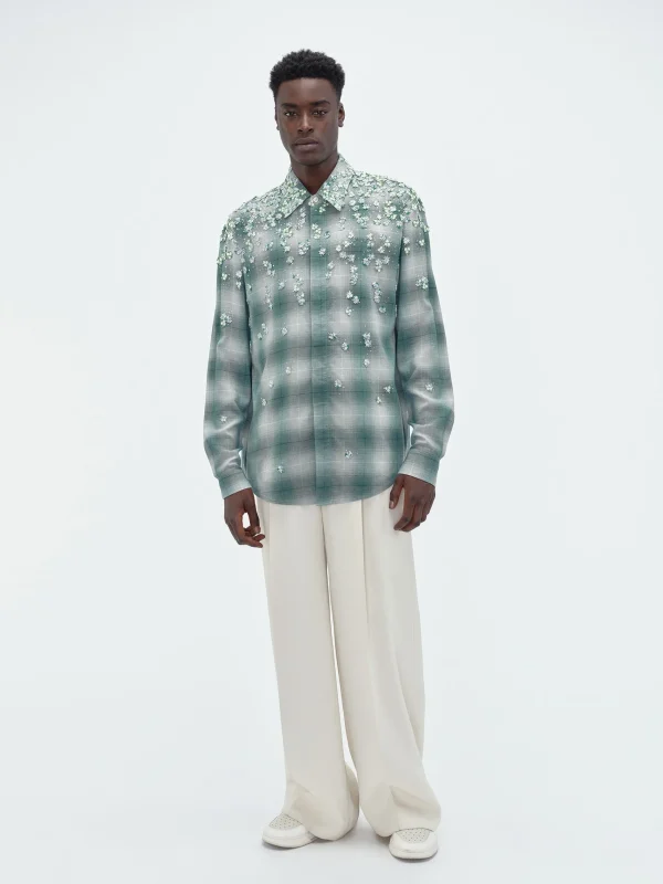 AMIRI Shirts>FLORAL FLANNEL Blue
