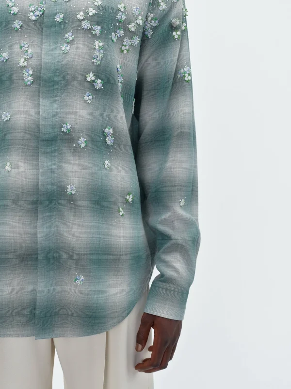 AMIRI Shirts>FLORAL FLANNEL Blue
