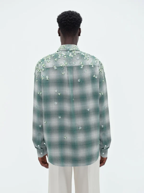 AMIRI Shirts>FLORAL FLANNEL Blue