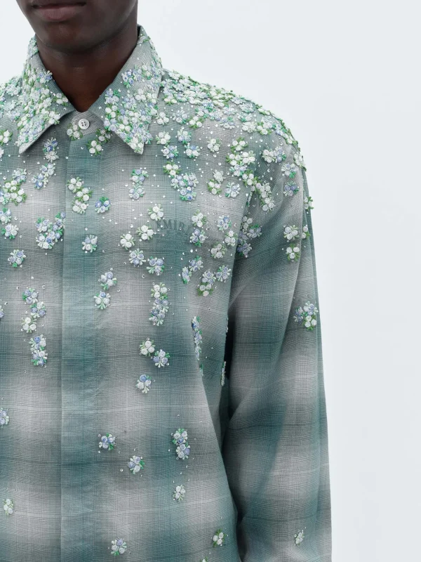 AMIRI Shirts>FLORAL FLANNEL Blue