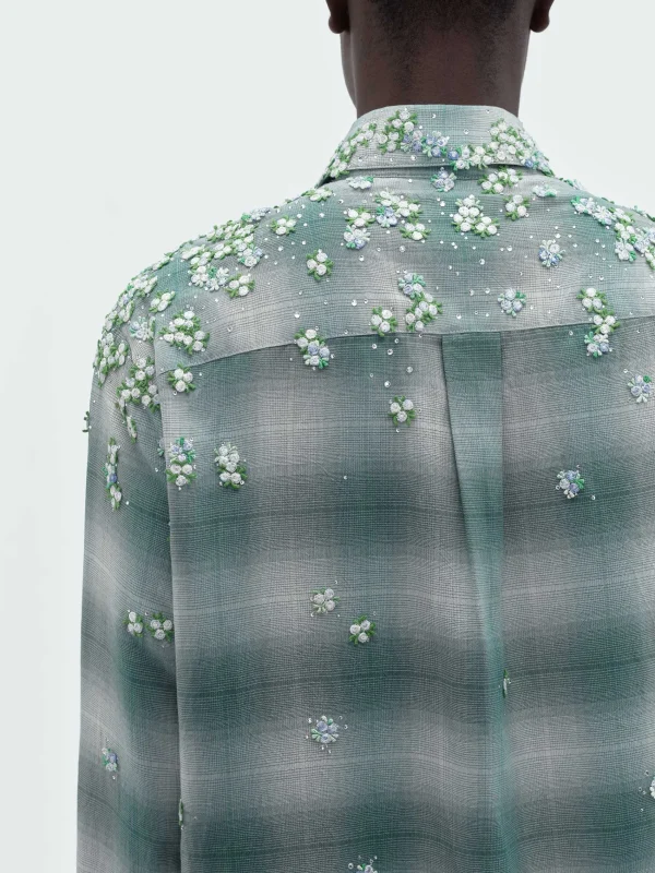 AMIRI Shirts>FLORAL FLANNEL Blue