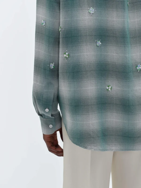 AMIRI Shirts>FLORAL FLANNEL Blue