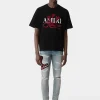 AMIRI Tees>GLITTER POISON LOGO SKATER TEE Black Red