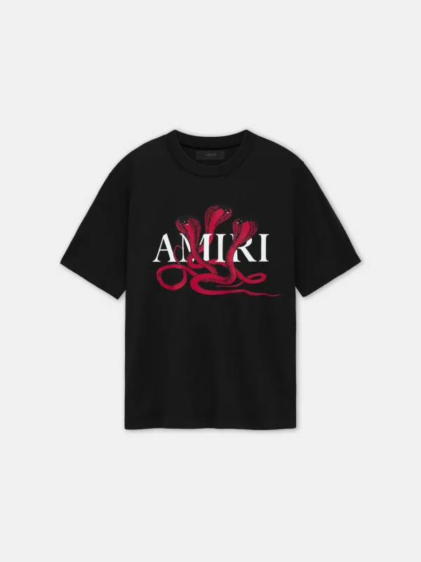 AMIRI Tees>GLITTER POISON LOGO SKATER TEE Black Red