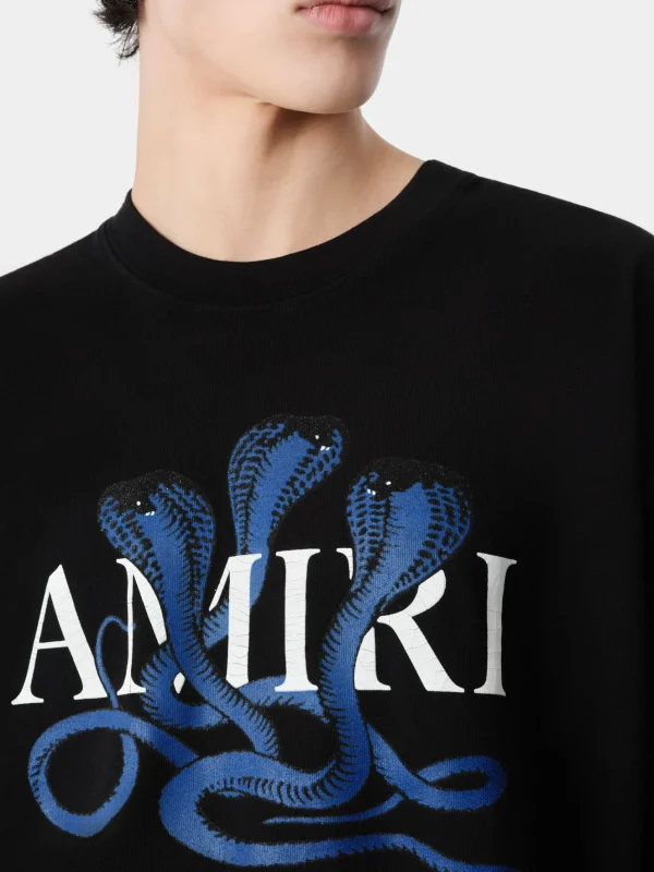 AMIRI Tees>GLITTER POISON LOGO SKATER TEE Black Blue