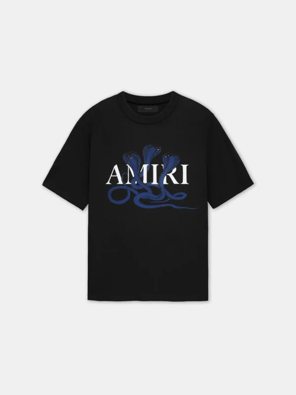 AMIRI Tees>GLITTER POISON LOGO SKATER TEE Black Blue