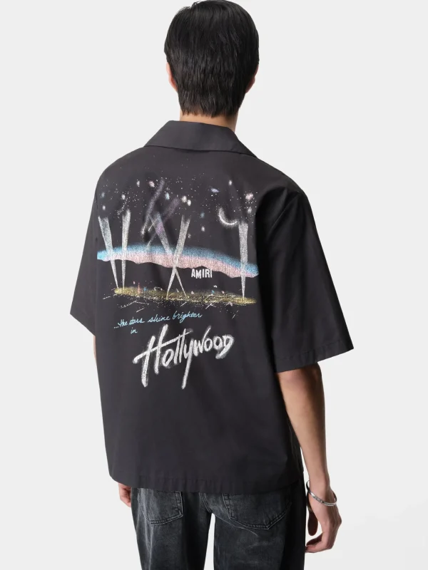 AMIRI Shirts>HOLLYWOOD LIGHTS CAMP SHIRT BLACK