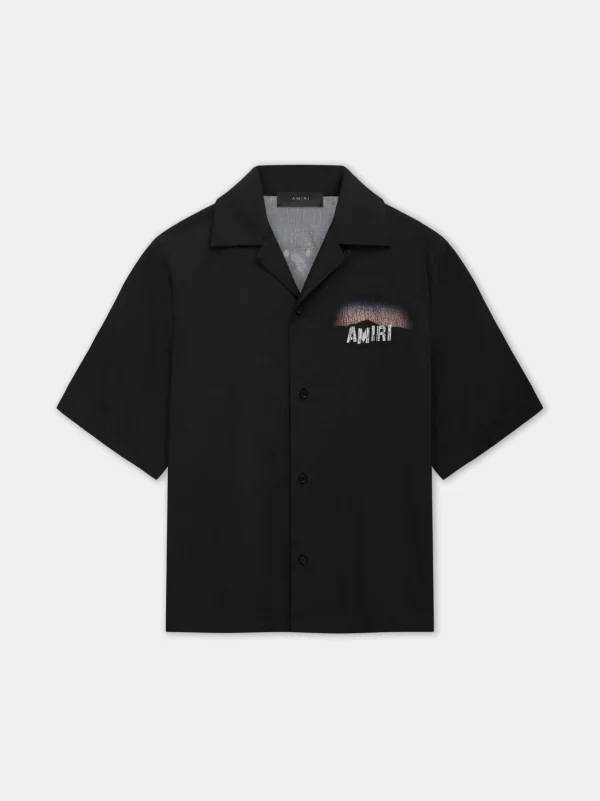 AMIRI Shirts>HOLLYWOOD LIGHTS CAMP SHIRT BLACK