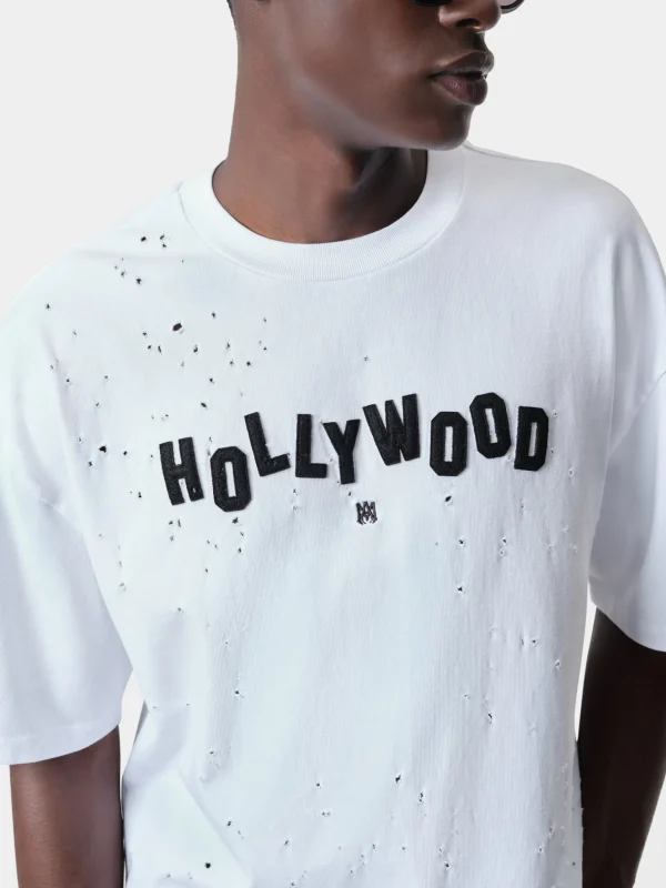 AMIRI Tees>HOLLYWOOD SHOTGUN OVERSIZED TEE White