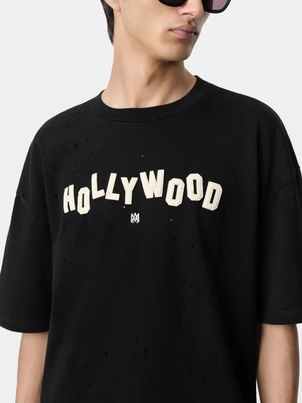 AMIRI Tees>HOLLYWOOD SHOTGUN OVERSIZED TEE BLACK