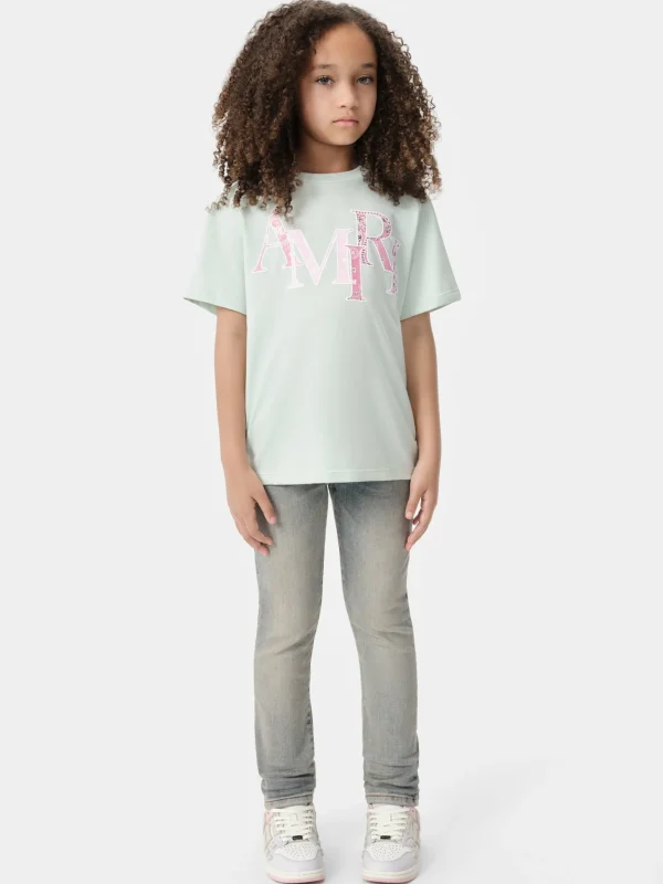 AMIRI Tees>KIDS' BANDANA STAGGERED TEE Surf Spray
