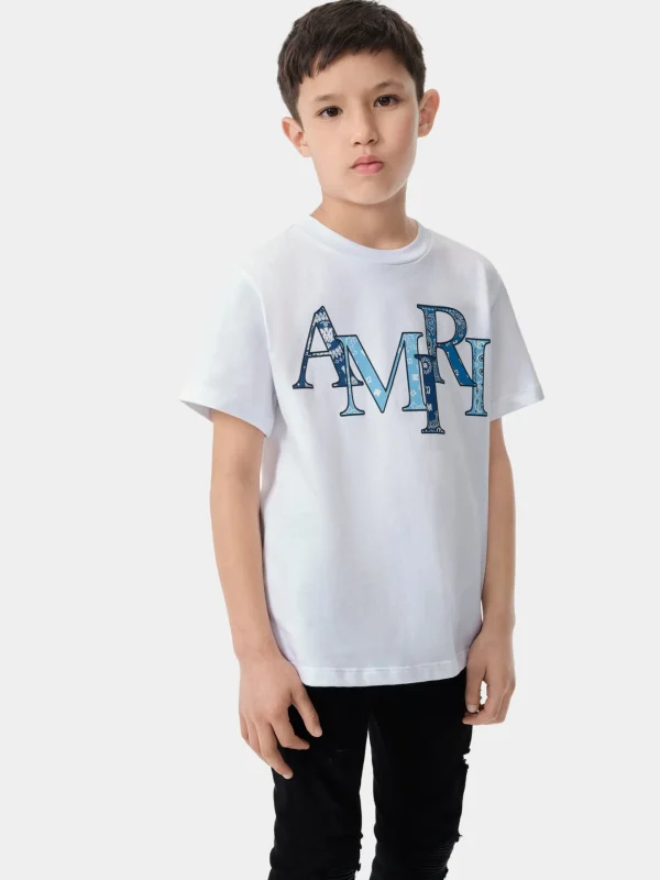 AMIRI Tees>KIDS' BANDANA STAGGERED TEE White
