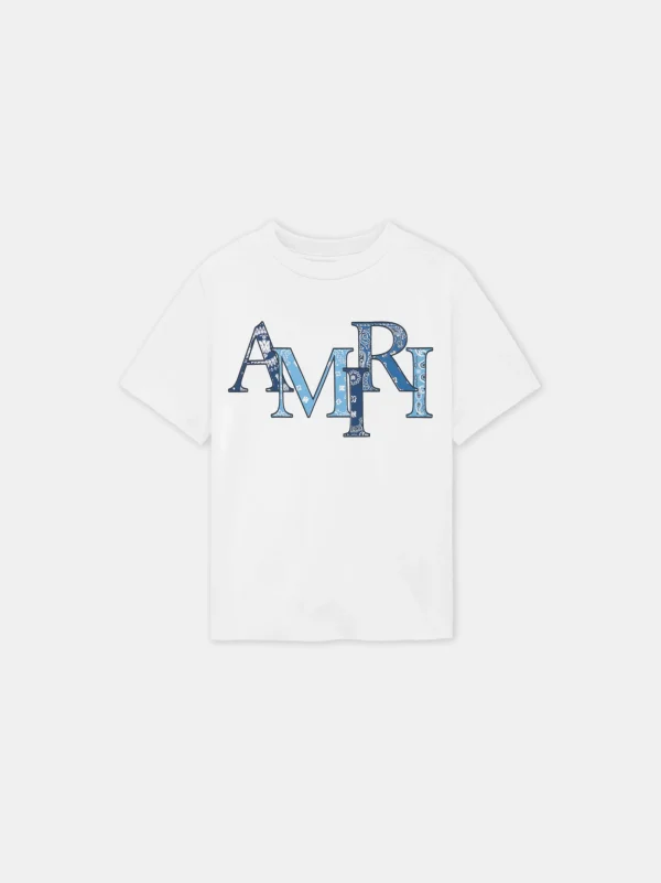 AMIRI Tees>KIDS' BANDANA STAGGERED TEE White