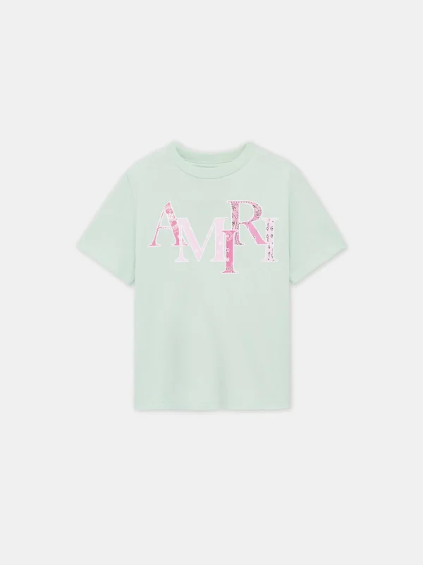 AMIRI Tees>KIDS' BANDANA STAGGERED TEE Surf Spray
