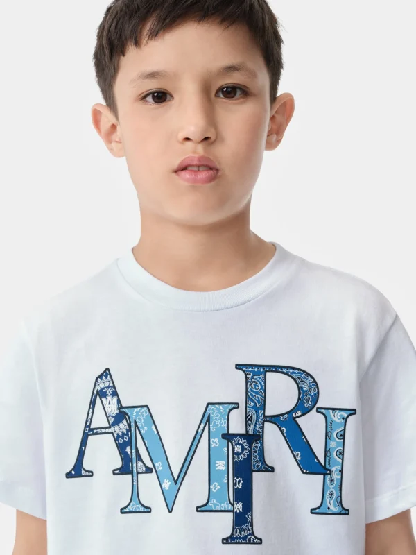 AMIRI Tees>KIDS' BANDANA STAGGERED TEE White