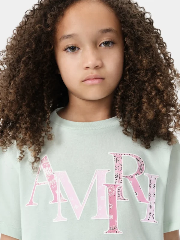 AMIRI Tees>KIDS' BANDANA STAGGERED TEE Surf Spray