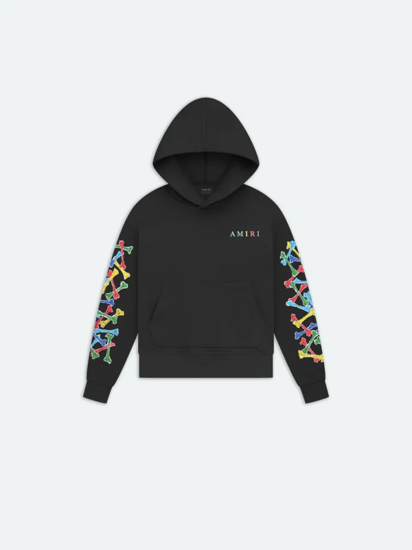 AMIRI Sweatshirts>Kids Bones Scribble Hoodie BLACK