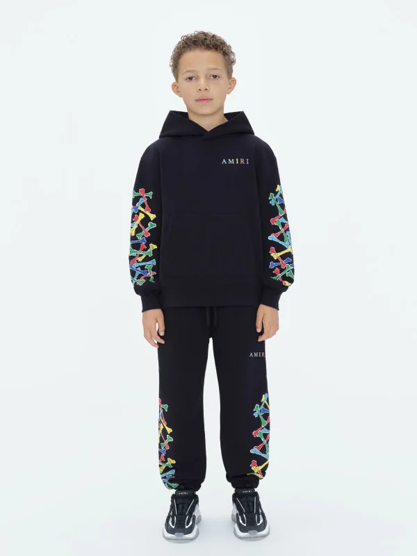 AMIRI Sweatshirts>Kids Bones Scribble Hoodie BLACK