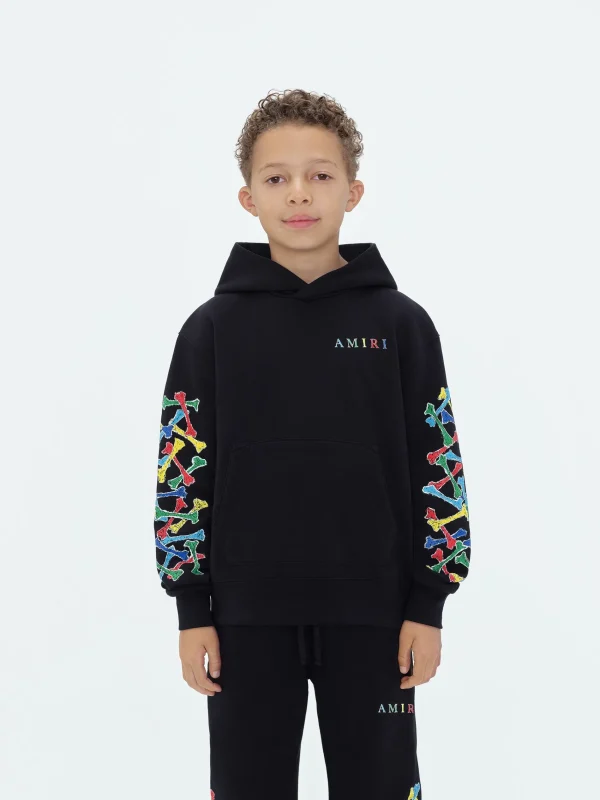 AMIRI Sweatshirts>Kids Bones Scribble Hoodie BLACK