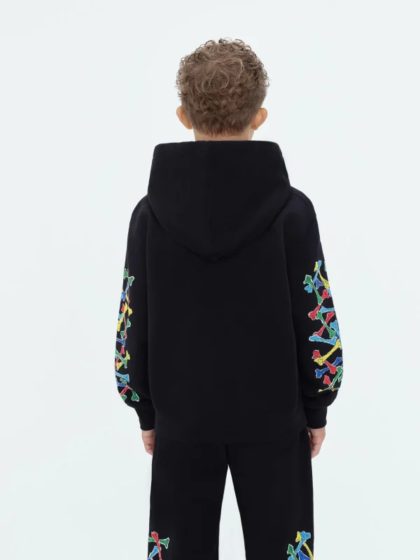AMIRI Sweatshirts>Kids Bones Scribble Hoodie BLACK