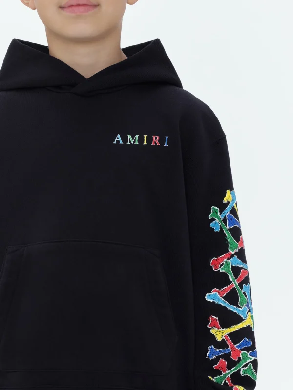 AMIRI Sweatshirts>Kids Bones Scribble Hoodie BLACK