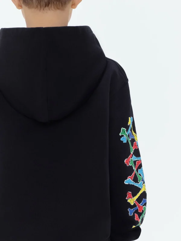 AMIRI Sweatshirts>Kids Bones Scribble Hoodie BLACK