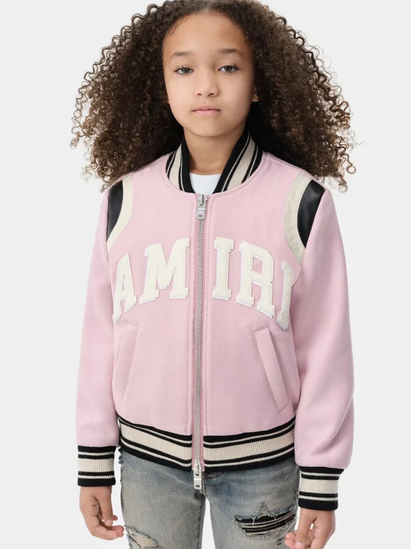 AMIRI Outerwear>KIDS' COLLEGIATE BOMBER Flamingo Pink
