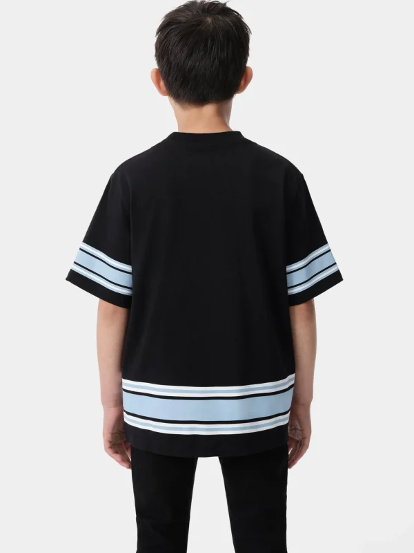 AMIRI Tees>KIDS' STRIPE TEE BLACK