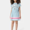 AMIRI Tees>KIDS' STRIPE T-SHIRT DRESS Cerulean