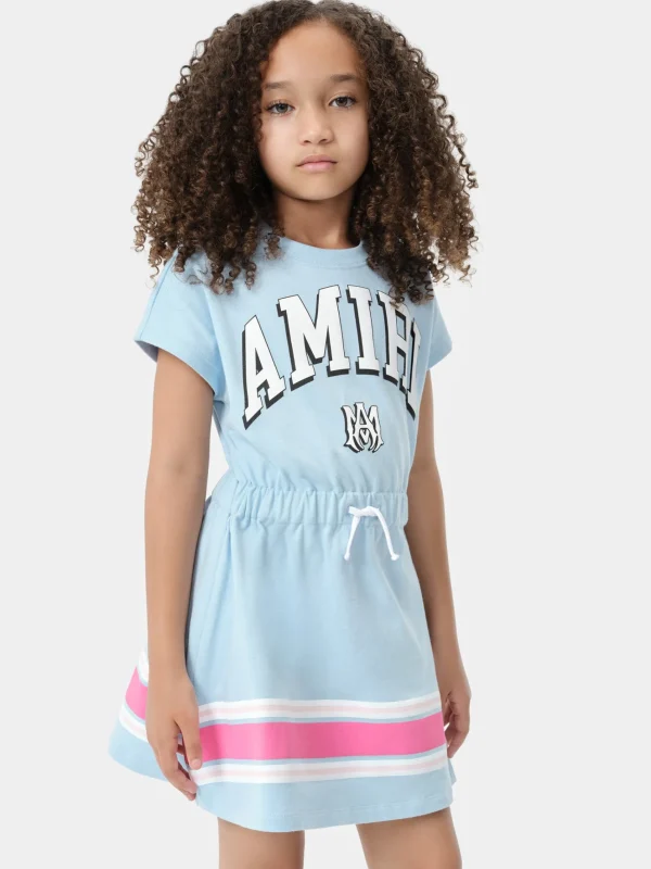 AMIRI Tees>KIDS' STRIPE T-SHIRT DRESS Cerulean