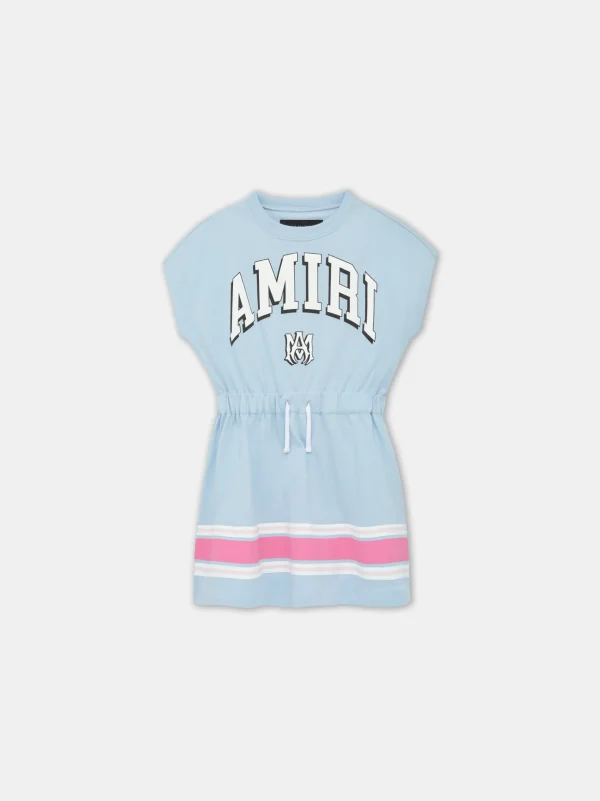 AMIRI Tees>KIDS' STRIPE T-SHIRT DRESS Cerulean