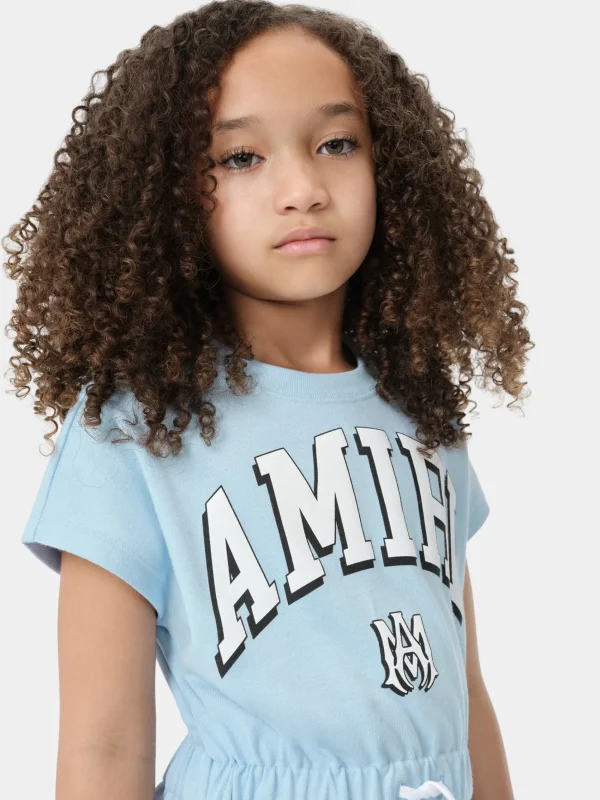 AMIRI Tees>KIDS' STRIPE T-SHIRT DRESS Cerulean