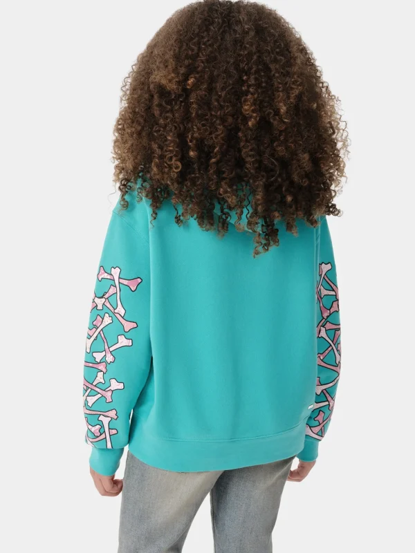 AMIRI Sweatshirts>KIDS' BANDANA BONES STACKED HOODIE Sea Blue