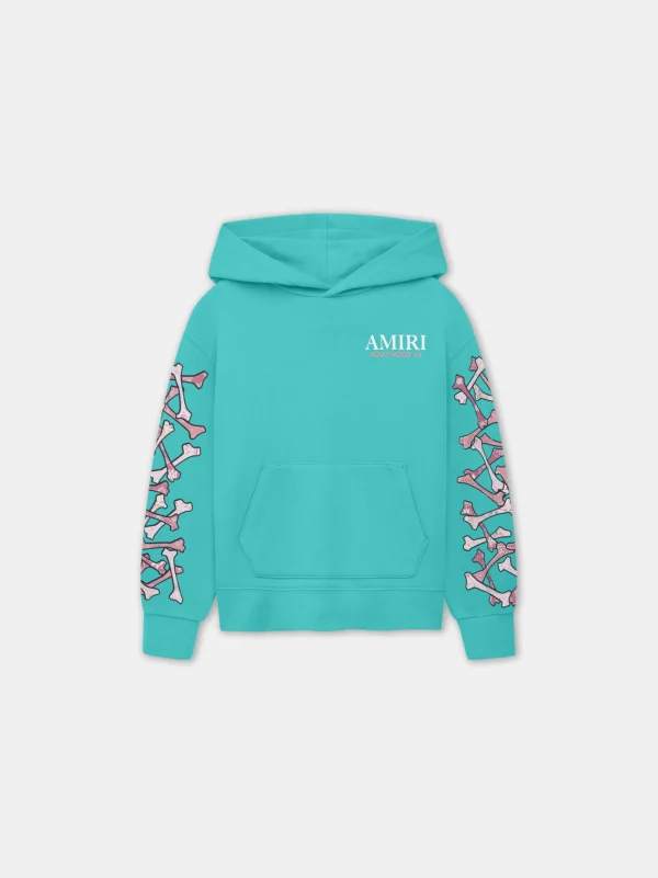 AMIRI Sweatshirts>KIDS' BANDANA BONES STACKED HOODIE Sea Blue