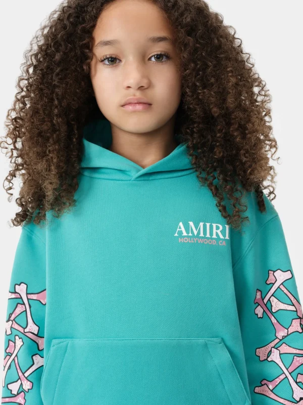 AMIRI Sweatshirts>KIDS' BANDANA BONES STACKED HOODIE Sea Blue