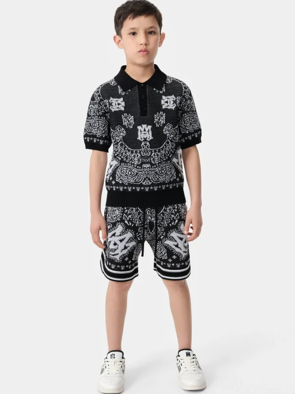 AMIRI Knitwear | Shirts>KIDS' BANDANA POLO BLACK
